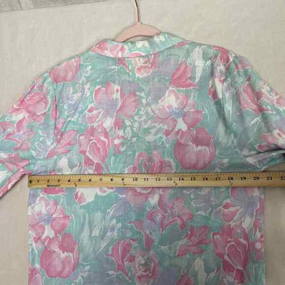 Vintage Blazer Womens Size Small Floral Pink Blue Pastel Spring Boyfriend 90s - Picture 10 of 13
